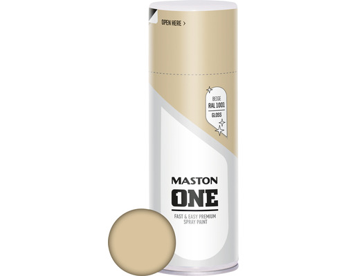 Peinture aérosol Maston ONE brillant RAL 101 beige 400 ml Peinture aérosol Maston One, beige RAL 1001, brillant