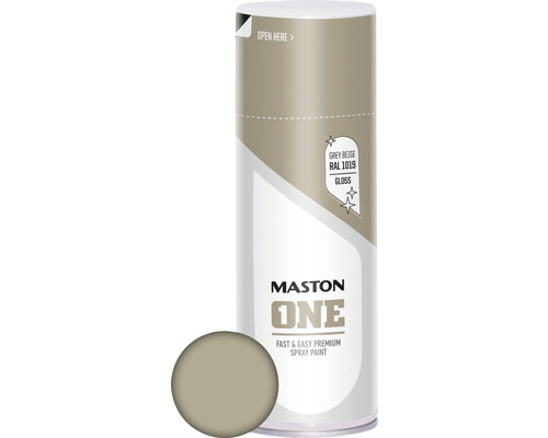 Peinture aérosol Maston ONE brillant gris beige 400 ml Peinture aérosol Maston One gris beige RAL 1019 brillant