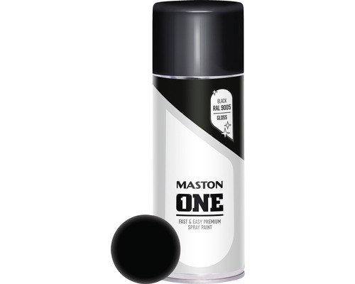 Laque à pulvériser ONE Maston brillant noir 400 ml Bombe de peinture Mastone One avec peinture noire