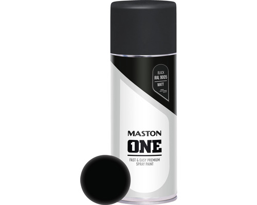 Sprühlack Maston ONE matt schwarz 400 ml Schwarze, matte Sprühfarbe in Dose von Masto