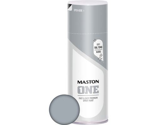 Laque à pulvériser ONE Maston brillant gris 400 ml Maston One peinture aérosol gris RAL 7040 brillant