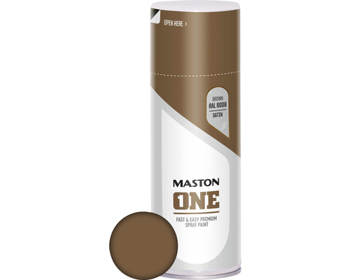 Laque à pulvériser ONE Maston satin marron 400 ml Bombe de peinture Maston, brun, RAL 8008