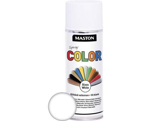 Laque à pulvériser Color Maston brillant blanc 400 ml Bombe aérosol de peinture brillante blanche Masto