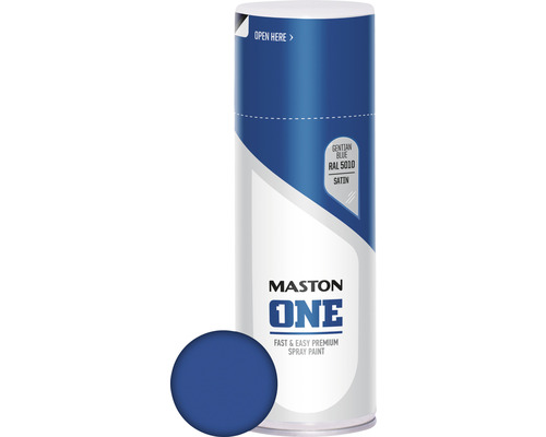 Laque à pulvériser ONE Maston satin gentiane 400 ml Bombe de peinture Maston bleu gentiane RAL 5010