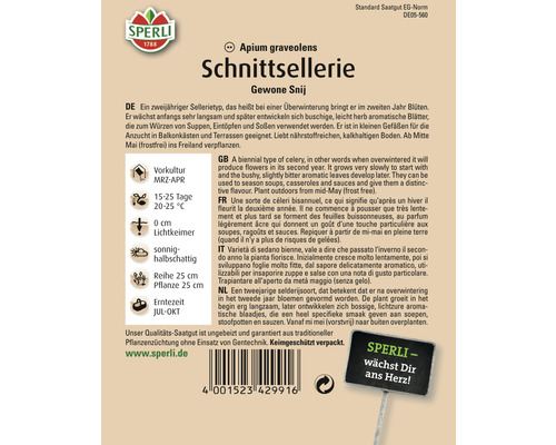 Samenpackung Schnittsellerie der Marke Sperli