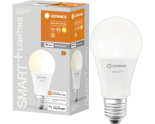 Ampoule LED Ledvance Smart WIFI à intensité lumineuse variable A60 E27/9W (60W) mat 806 lm 2700 K blanc chaud