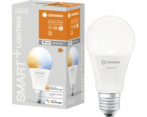 Ledvance Smart WIFI LED-Lampe dimmbar A60 E27/9W (60W) matt 806 lm 2700- 6500 K warmweiß- tageslichtweiß