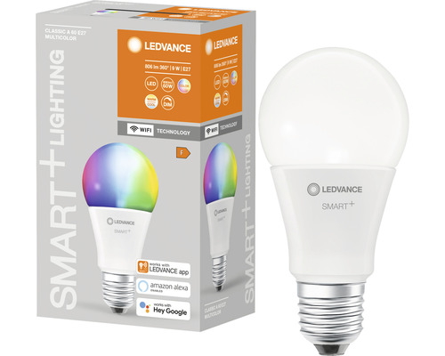 Ampoule LED Ledvance Smart WIFI à intensité lumineuse variable A60 E27/9W (60W) mat 806 lm 2700- 6500 K RGBW