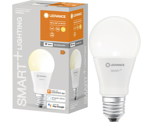 Ampoule LED Ledvance Smart WIFI à intensité lumineuse variable A75 E27/9,5W (75W) mat 1055 lm 2700 K blanc chaud