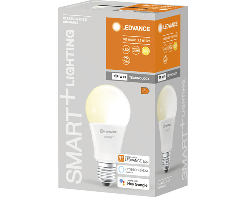 Ampoule LEDVANCE Smart Plus E27 sur un emballage