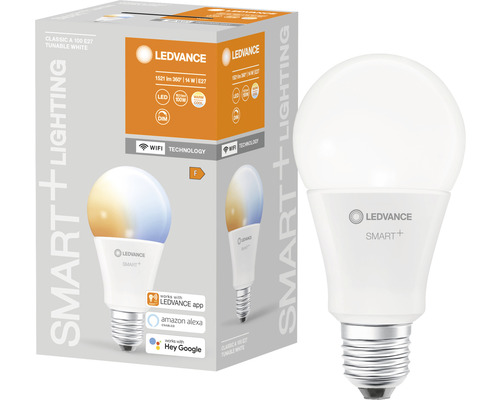 Ampoule LED Ledvance Smart WIFI à intensité lumineuse variable A100 E27/14W (100W) mat 1521 lm 2700- 6500 K blanc chaud - blanc lumière du jour