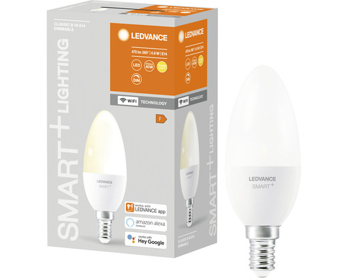 Ampoule flamme LED Ledvance Smart WIFI à intensité lumineuse variable B40 E14/5W (40W) mat 470 lm 2700 K blanc chaud