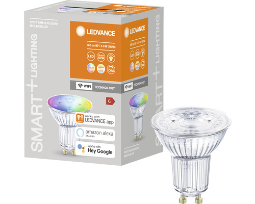 Ampoule LED Ledvance Smart WIFI à intensité lumineuse variable PAR16/PAR51 GU10/5W (32W ) mat 350 lm 2700- 6500 K RGBW