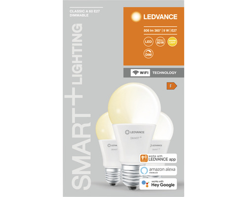 LEDVANCE Smart+ E27 LED Lampe, dimmbar, kompatibel mit LEDVANCE App, Amazon Alexa und Google Assistant