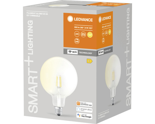 Ledvance Filament Globe 125 60 E27 dimmbare Lampe in Produktverpackung