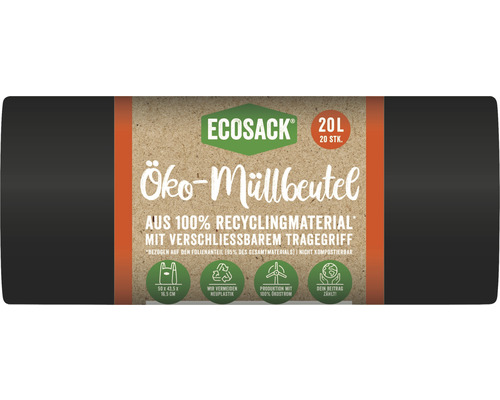 Müllbeutel Ecosack schwarz 20 l 20 Stück