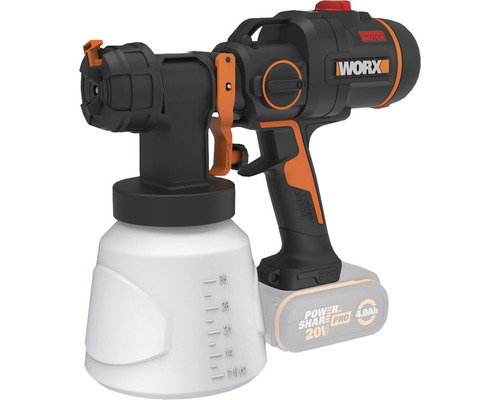 Pulvérisateur de peinture sans fil Worx WX020.9 + article bonus GRATUIT batterie de rechange WA3644 20V (4,0 Ah) Pulvérisateur de peinture sans fil Worx WX020.9 + article bonus GRATUIT batterie de rechange WA3644 20V (4,0 Ah)
