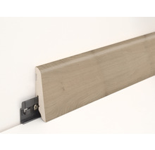 Sockelleiste aus Holz mit Befestigungsclip an einer Wand