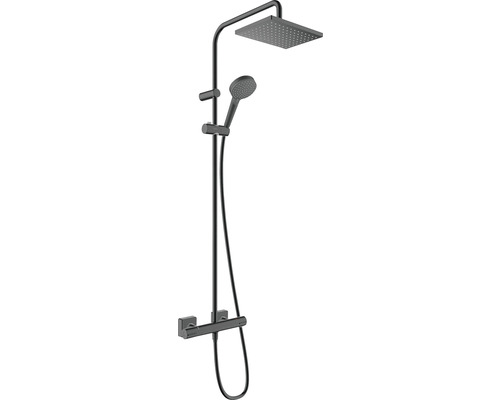 Colonne de douche avec thermostat hansgrohe Vernis Shape Showerpipe 230 1jet noir mat 26286670