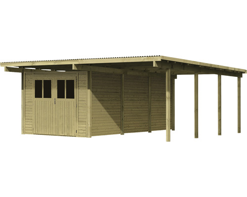 Holzgartenhaus mit Anbau