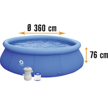 Ensemble de piscine hors sol à pose rapide PVC ronde Ø 360x76 cm avec épurateur à cartouche bleu-thumb-0