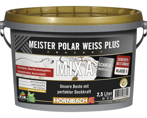 Meister Polar Weiss Plus Innendispersionsfarbe, 2,5 Liter Eimer
