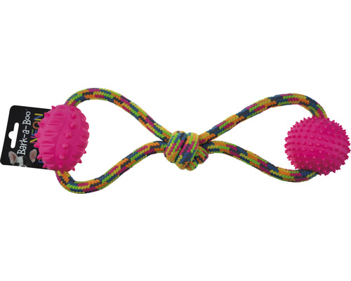 Jouet pour chien en corde avec deux balles à picots