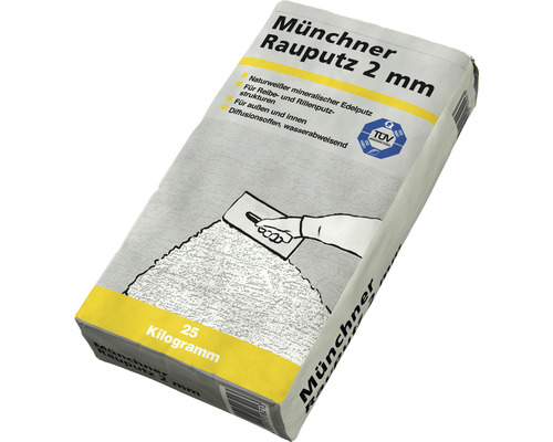 Enduit Münchner 2 mm pour l'intérieur et l'extérieur vieux blanc 25 kg