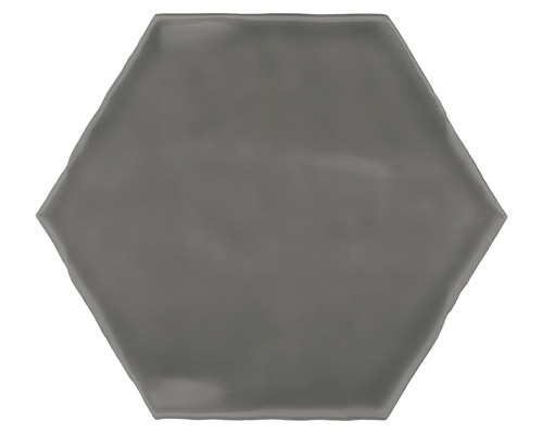 Dalle hexagonale en grès Artisan 15 x 17,5 cm carbone brillant