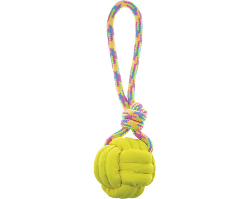 Jouet pour chien corde à lancer avec balle 40 x 8 x 7 cm choix de couleurs aléatoire Jouet pour chien avec corde et balle en tissu