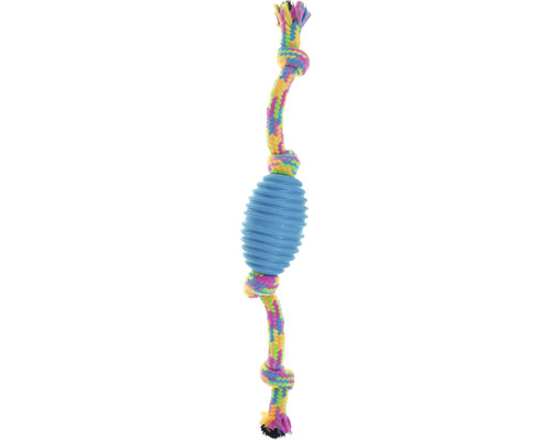 Jouet pour chien corde avec balle 20 x 4,5 x 4,5 cm choix de couleurs aléatoire Jouet pour chien avec corde en coton et corps en caoutchouc