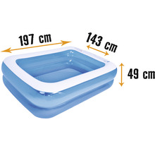 Kit de piscine hors sol à pose rapide Familypool PVC rectangulaire 197x143x49 cm sans accessoires bleu/blanc-thumb-1
