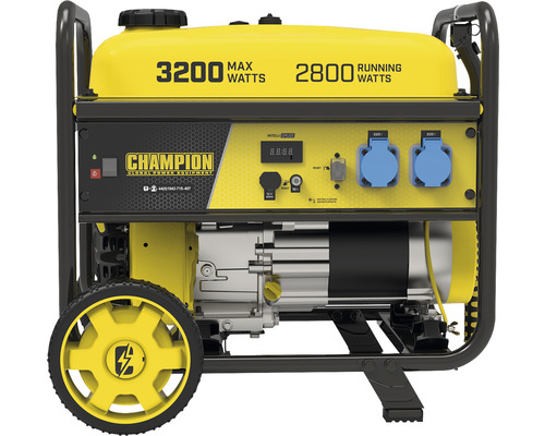 Groupe électrogène Champion avec une puissance maximale de 3200 watts et une puissance continue de 2800 watts