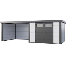 Gartenhaus Classico 3330 inkl. Lounge 3330 links mit Seitendach, Rück- und Seitenwand 691 x 318 cm weiß