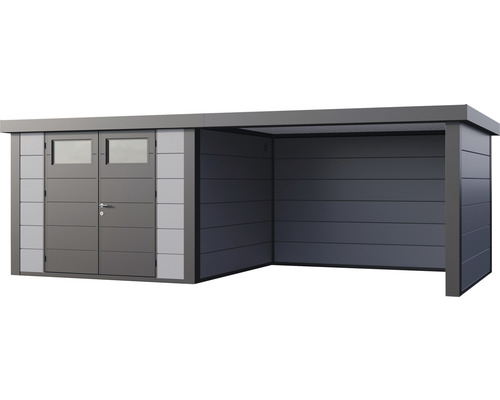 Abri de jardin avec double porte et remise à outils