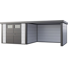 Gartenhaus Classico 3030 inkl. Lounge 3330 rechts mit Seitendach, Rück- und Seitenwand 662 x 318 cm weiß