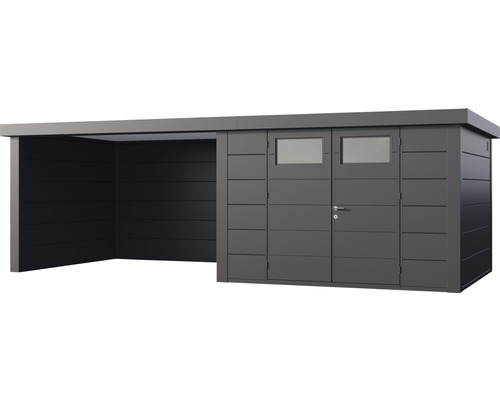 Abri de jardin avec espace couvert et double porte