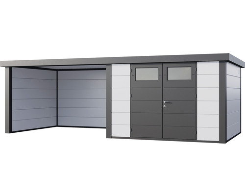 Abri de jardin moderne avec annexe et double porte