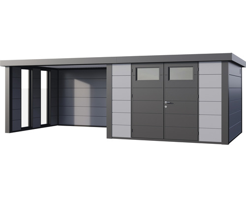 Abri de jardin avec double porte et annexe