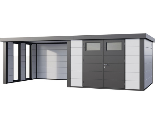 Modernes Gartenhaus mit Anbau und Doppeltür