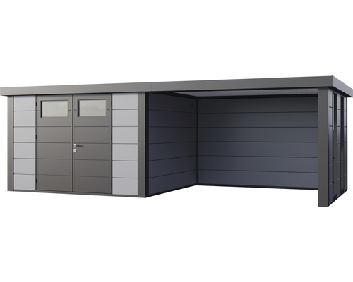 Metall Gerätehaus mit Doppeltür und Anbau