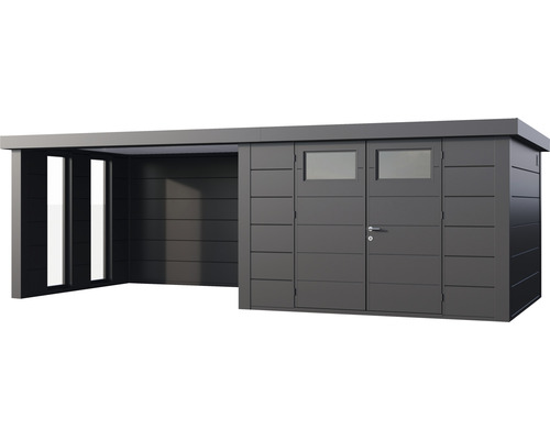 Abri de jardin moderne avec auvent et double porte