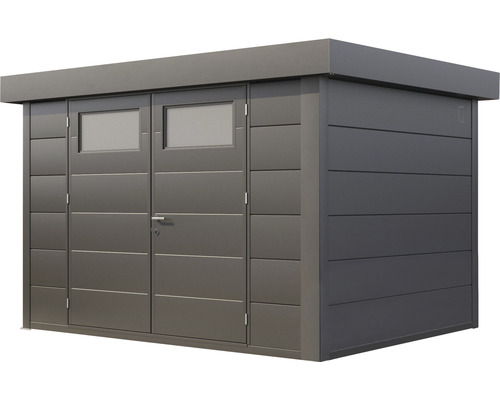 Abri de jardin en métal avec double porte et fenêtres