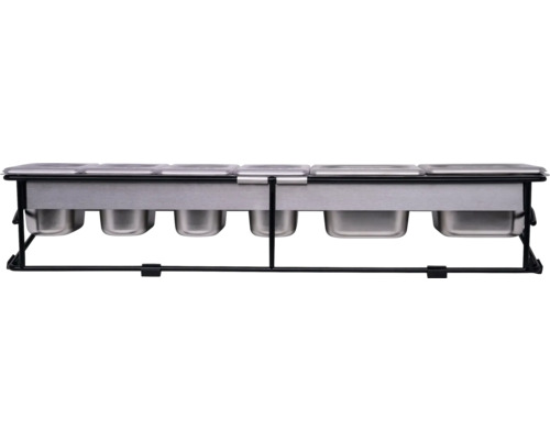 Speisenwärmer mit fünf Behältern und Gestell