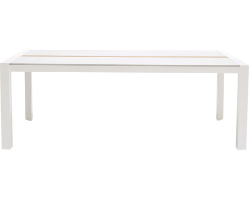 Table de jardin blanche avec plateau en bois