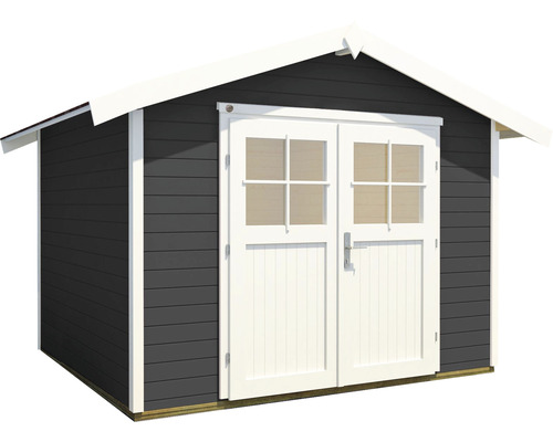 Abri de jardin avec double porte et toit à deux pentes