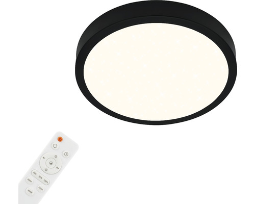 Plafonnier LED 18 W 2000 lm 2700- 6500 K CCT tons de blanc réglables hxØ 40x280 mm Runa noir avec ciel étoilé, fonction veilleuse, fonction mémoire