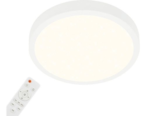 Plafonnier LED à intensité lumineuse variable 22W 2900 lm 2700- 6500 K CCT hxØ 50x380 mm Runa blanc avec ciel étoilé, fonction veilleuse, fonction mémoire, télécommande