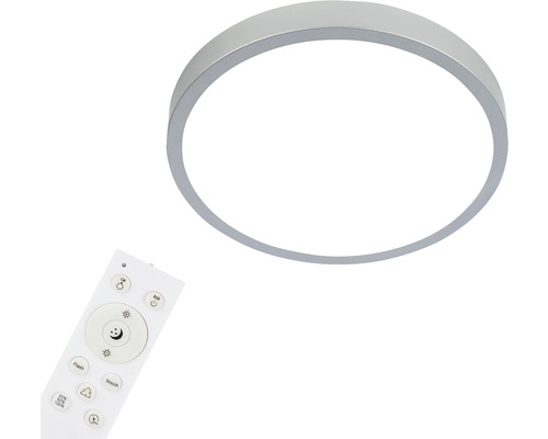 Plafonnier LED 22 W 2900 lm 4000 K changement de couleur RGB hxØ 50x380 mm Runa argent avec fonction veilleuse, fonction mémoire