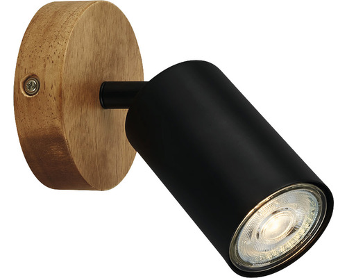 Deckenspot Holz/Metall 1-flammig H 85 mm Kullig schwarz